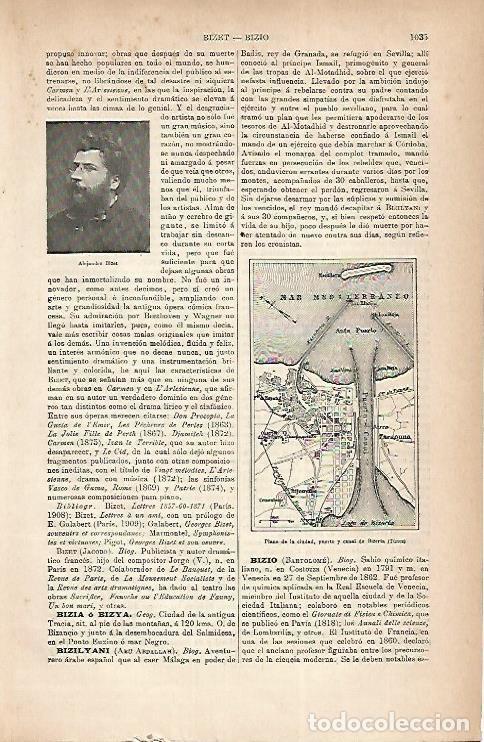 Otros art&iacute;culos de coleccionismo en papel: LAMINA ESPASA 22302: Plano de Bizerta en Tunez - Varios