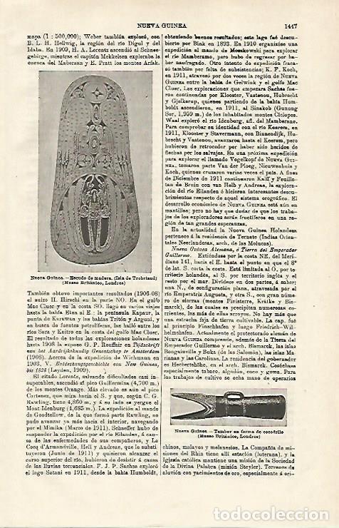 Otros art&iacute;culos de coleccionismo en papel: LAMINA ESPASA 20316: Escudo de madera de Nueva Guinea - Varios