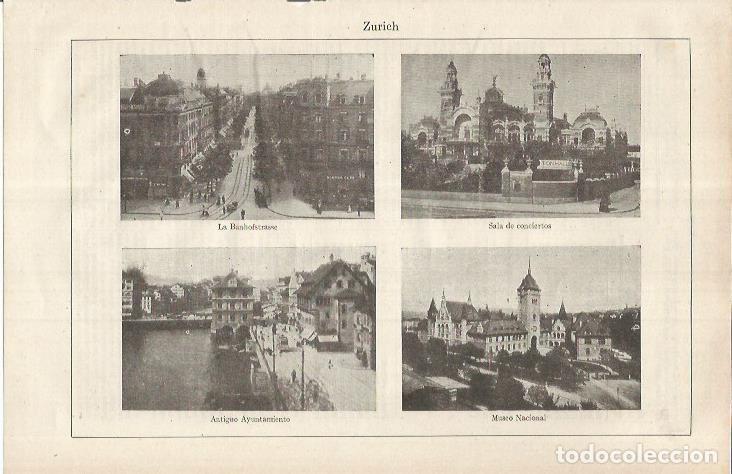 Otros art&iacute;culos de coleccionismo en papel: LAMINA ESPASA 37081: La Banhoistrasse, Sala de Conciertos, Ayuntamiento y Museo Nacional de Zurich,