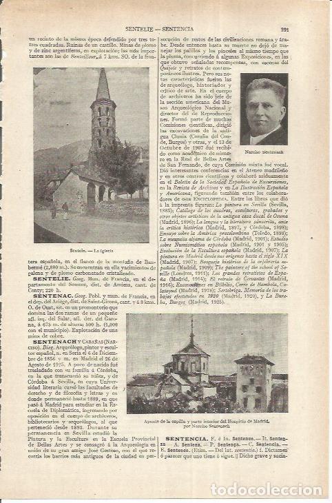 Otros art&iacute;culos de coleccionismo en papel: LAMINA ESPASA 37136: Iglesia de Sentein, Francia - Varios
