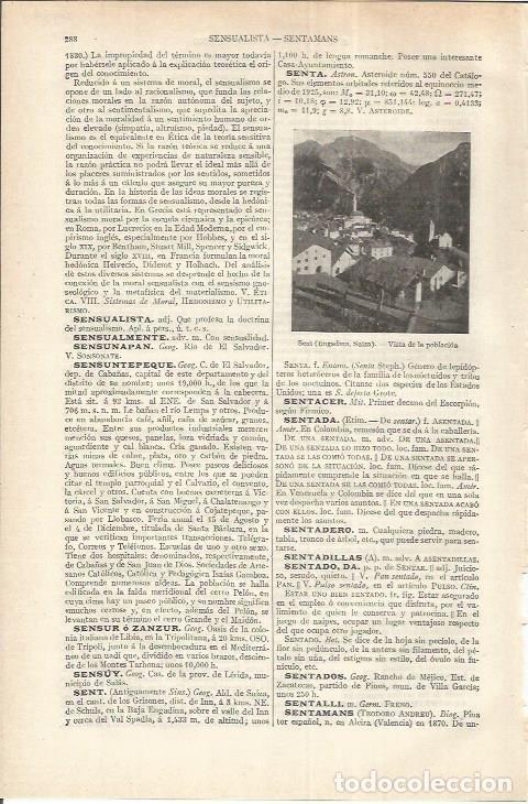 Otros art&iacute;culos de coleccionismo en papel: LAMINA ESPASA 37134: Vista de Sent, Suiza - Varios