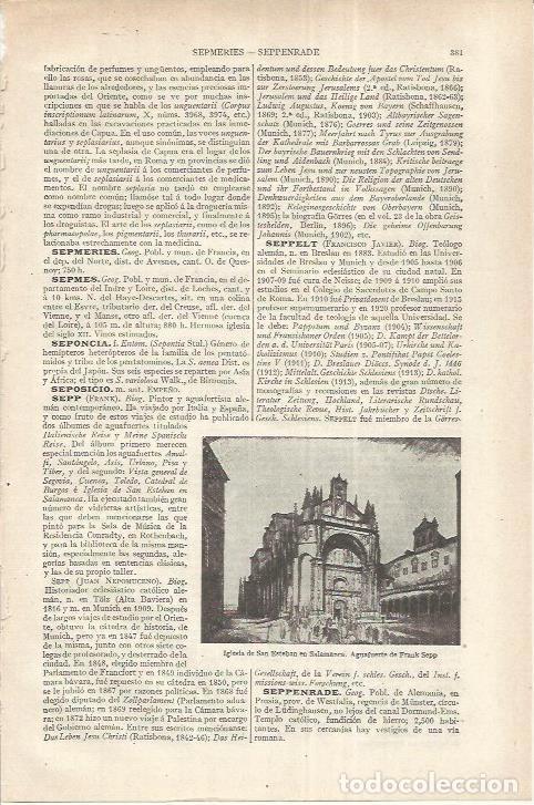 Otros art&iacute;culos de coleccionismo en papel: LAMINA ESPASA 37152: Iglesia de San Esteban en Salamanca, por Frank Sepp - Varios