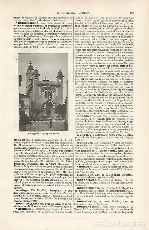 Otros art&iacute;culos de coleccionismo en papel: LAMINA ESPASA 24349: Iglesia de Bordighera - Varios