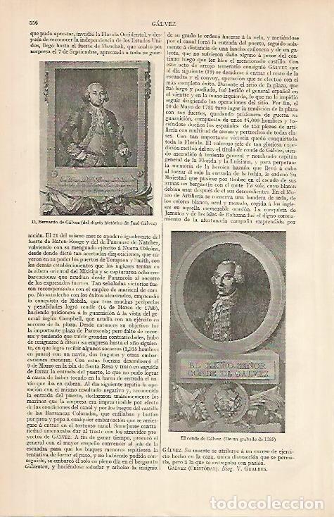 Otros art&iacute;culos de coleccionismo en papel: LAMINA ESPASA 24820:Bernardo de Galvez - Varios