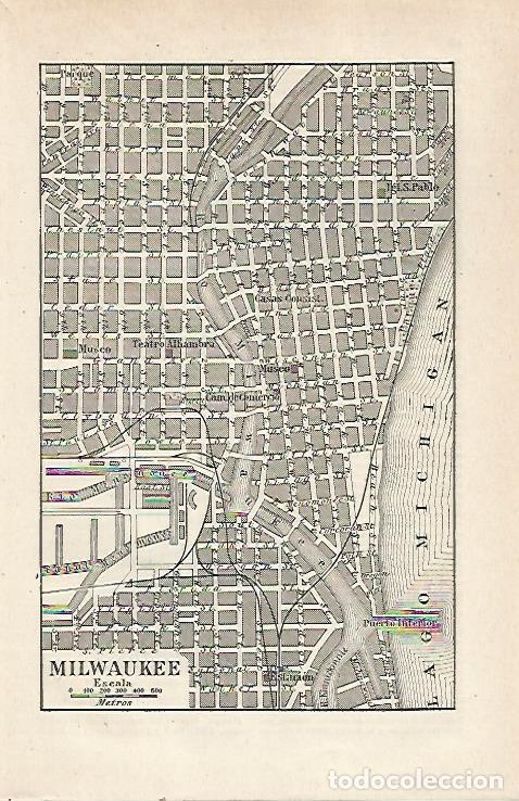 Otros art&iacute;culos de coleccionismo en papel: LAMINA ESPASA 23989: Plano de Milwaukee Estados Unidos - Varios