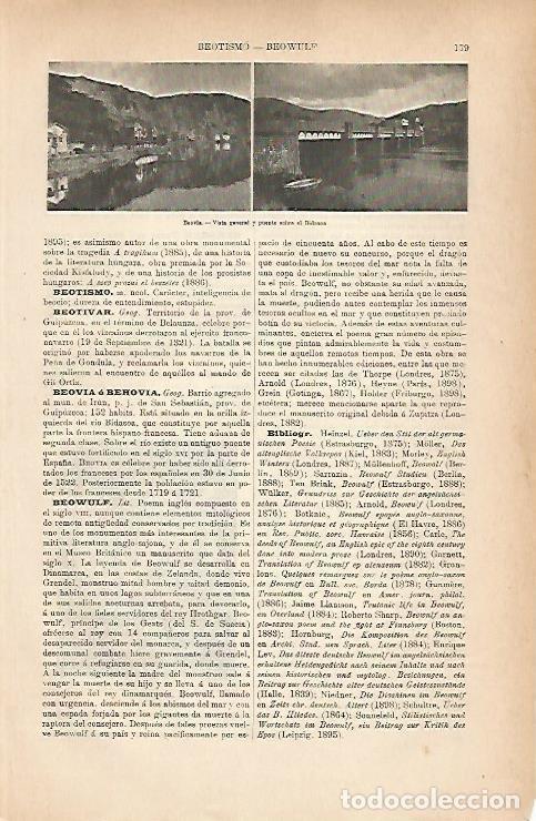 Otros art&iacute;culos de coleccionismo en papel: LAMINA ESPASA 25151: Vistas de Beovia San Sebastian - Varios