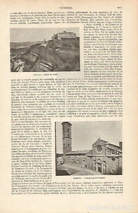 Otros art&iacute;culos de coleccionismo en papel: LAMINA ESPASA 4172: Vistas de Volterra Italia - Varios Autores