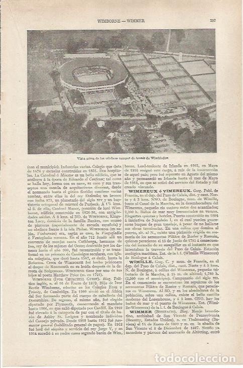 Otros art&iacute;culos de coleccionismo en papel: LAMINA ESPASA 36805: Vista aerea de las pistas de tenis de Wimblendon, Inglaterra - Varios
