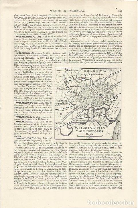 Otros art&iacute;culos de coleccionismo en papel: LAMINA ESPASA 36800: Mapa de Wilmington y alrededores - Varios