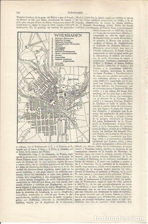 Otros art&iacute;culos de coleccionismo en papel: LAMINA ESPASA 36790: Plano de Wiesbaden, Alemania - Varios