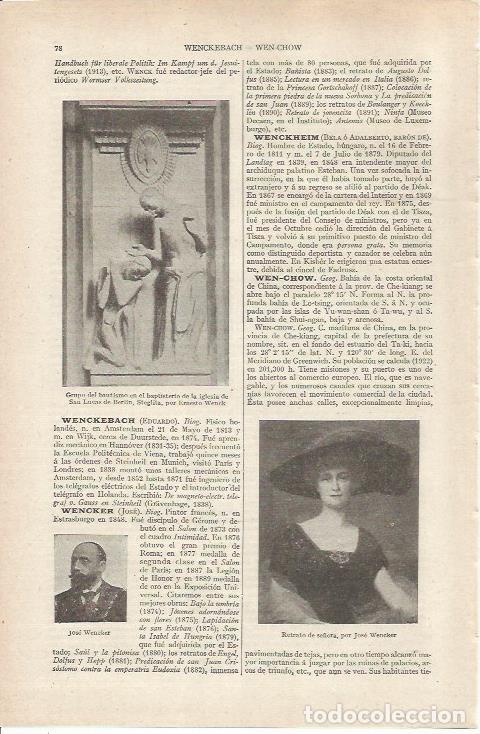 Otros art&iacute;culos de coleccionismo en papel: LAMINA ESPASA 36762: Retrato de se&ntilde;ora, por J. Wencker - Varios