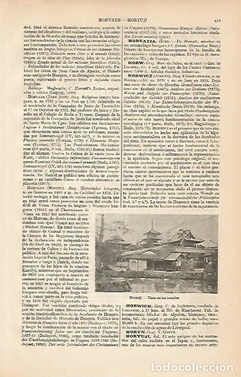 Otros art&iacute;culos de coleccionismo en papel: LAMINA ESPASA 4455: Vista de los templos de Horyuji Japon - Varios Autores