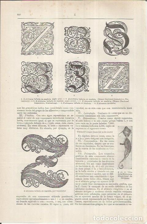 Otros art&iacute;culos de coleccionismo en papel: LAMINA ESPASA 36921: Tipos de letra Z - Varios