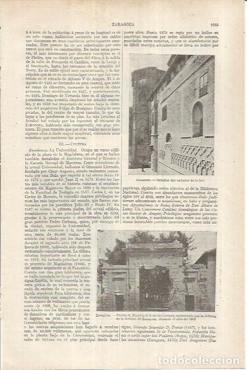 Otros art&iacute;culos de coleccionismo en papel: LAMINA ESPASA 36984: Nuestra Se&ntilde;ora del Carmen y exterior de la Seo, en Zaragoza - Varios