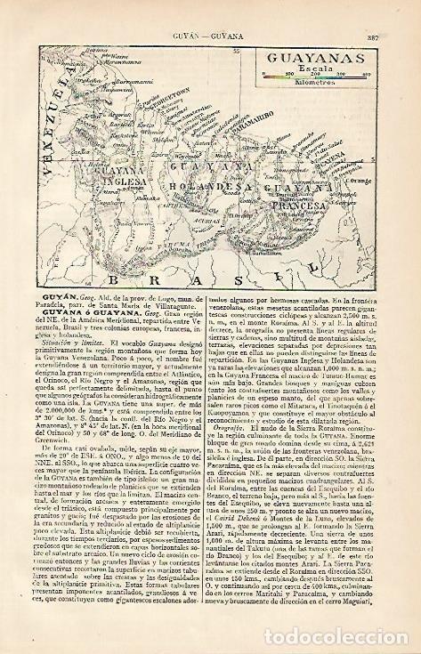 Otros art&iacute;culos de coleccionismo en papel: LAMINA ESPASA 480: Mapa de Guayanas - Varios autores