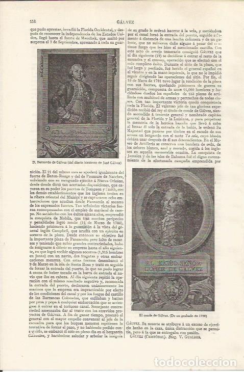 Otros art&iacute;culos de coleccionismo en papel: LAMINA ESPASA 37491: Bernardo de Galvez - Varios