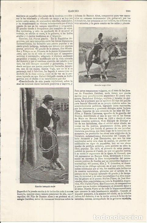 Otros art&iacute;culos de coleccionismo en papel: LAMINA ESPASA 37585: Gaucho de Argentina - Varios