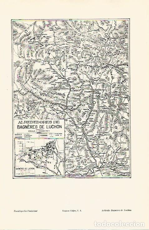 Otros art&iacute;culos de coleccionismo en papel: LAMINA ESPASA 30725: Mapa de los alrededores de Bagneres de Luchon Francia - Varios