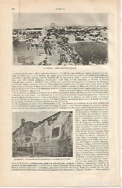 Otros art&iacute;culos de coleccionismo en papel: LAMINA ESPASA 476: La Habana. Calle del Cementerio y la Muralla de las Ejecuciones - Varios autores