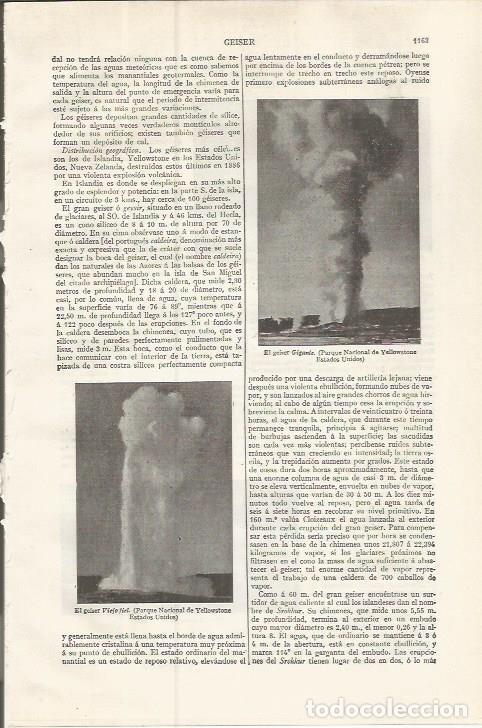 Otros art&iacute;culos de coleccionismo en papel: LAMINA ESPASA 37603: El geiser Gigante y el Viejo Fiel - Varios