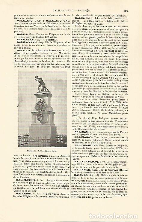 Otros art&iacute;culos de coleccionismo en papel: LAMINA ESPASA 30753: Monumento a Balilla en Genova Italia - Varios