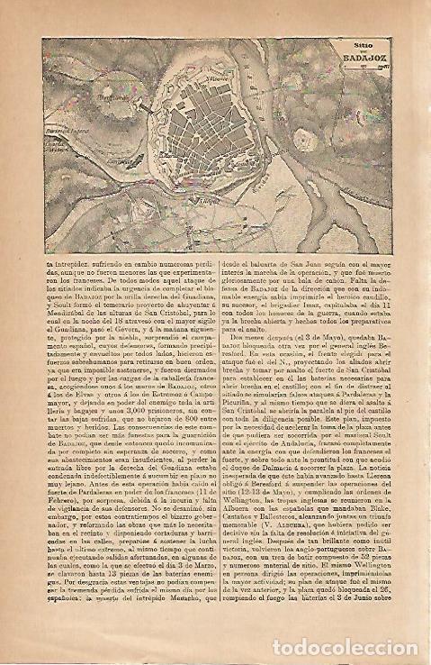 Otros art&iacute;culos de coleccionismo en papel: LAMINA ESPASA 30713: Mapa del Sitio de Badajoz - Varios