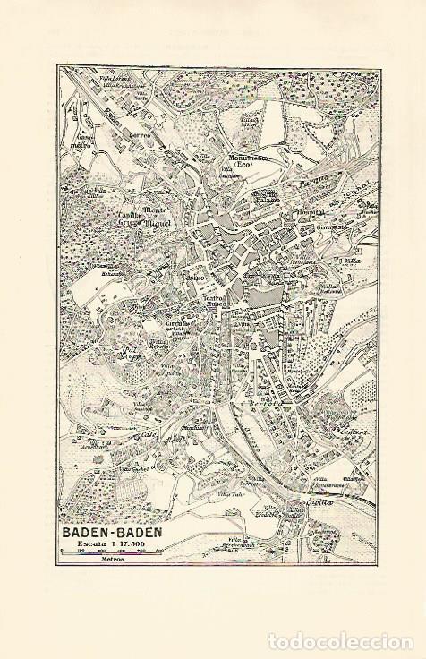 Otros art&iacute;culos de coleccionismo en papel: LAMINA ESPASA 30719: Plano de Baden-Baden - Varios