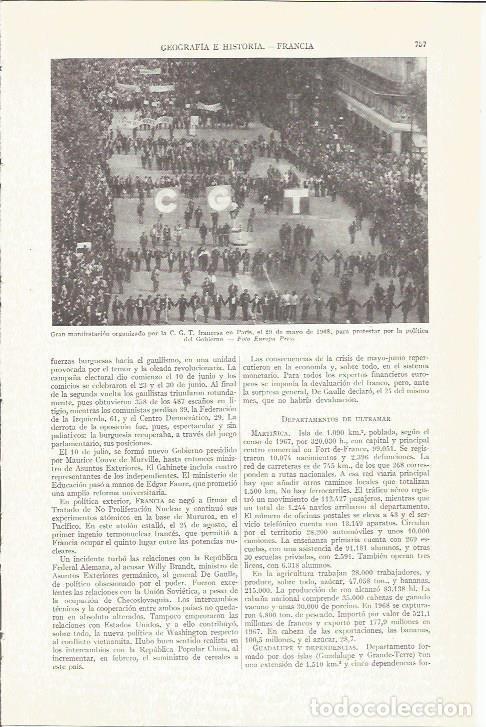 Otros art&iacute;culos de coleccionismo en papel: LAMINA ESPASA 37289: Manifestacion de la CGT en Paris en 1968 - Varios