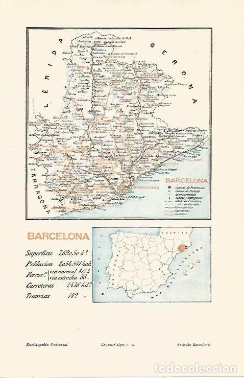 Otros art&iacute;culos de coleccionismo en papel: LAMINA ESPASA 30808: Mapa de la provincia de Barcelona - Varios
