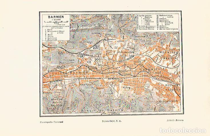 Otros art&iacute;culos de coleccionismo en papel: LAMINA ESPASA 30838: Plano de Barmen Alemania - Varios