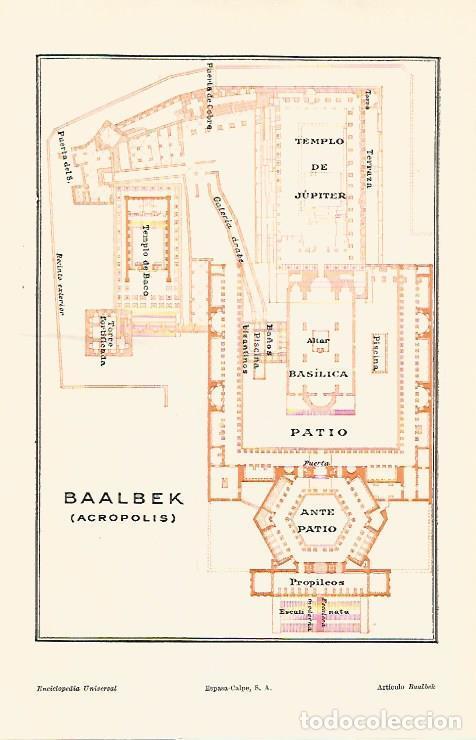 Otros art&iacute;culos de coleccionismo en papel: LAMINA ESPASA 30922: Plano de la Acropolis de Baalbek - Varios