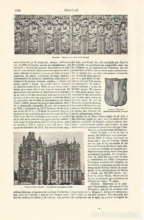 Otros art&iacute;culos de coleccionismo en papel: LAMINA ESPASA 30904: Catedral y escudo de Beauvais Francia - Varios