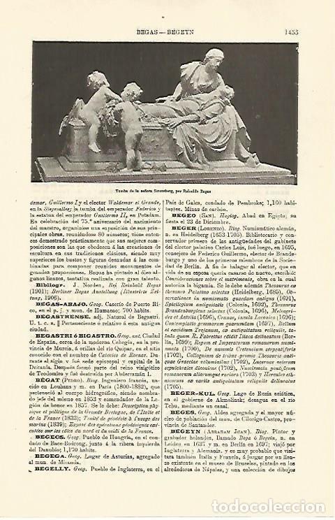 Otros art&iacute;culos de coleccionismo en papel: LAMINA ESPASA 30914: Tumba de la se&ntilde;ora Strousberg por R. Begas - Varios