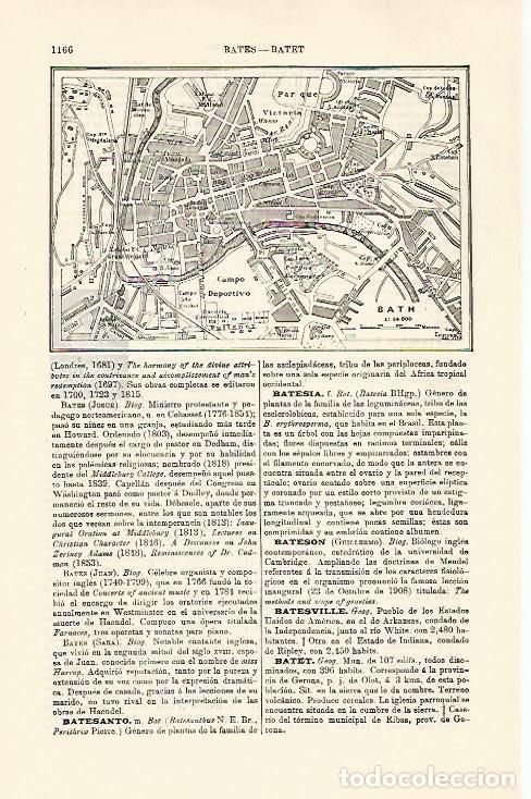 Otros art&iacute;culos de coleccionismo en papel: LAMINA ESPASA 30876: Plano de Bath Inglaterra - Varios
