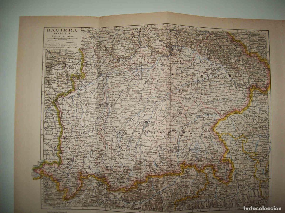 Otros art&iacute;culos de coleccionismo en papel: LAMINA ESPASA 30891: Mapa de Baviera - Varios