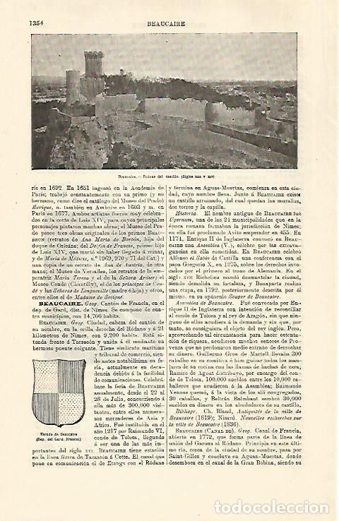 Otros art&iacute;culos de coleccionismo en papel: LAMINA ESPASA 30901: Castillo de Beaucaire Francia - Varios
