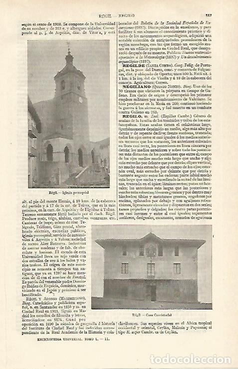 Otros art&iacute;culos de coleccionismo en papel: LAMINA ESPASA 30978: Iglesia y Ayuntamiento de Regil Guipuzcoa - Varios