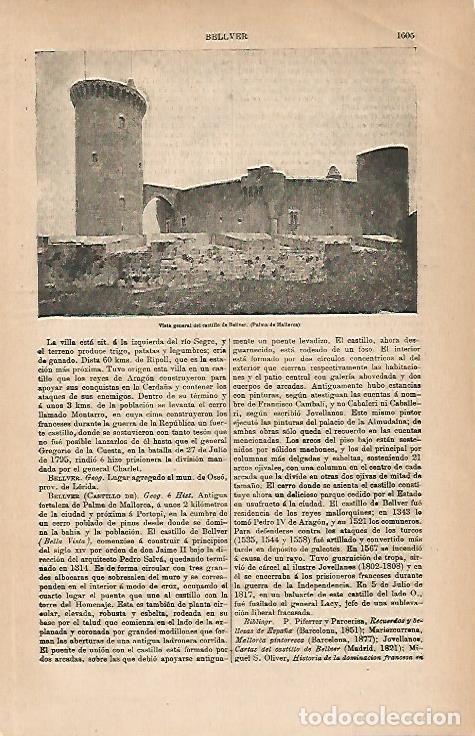 Otros art&iacute;culos de coleccionismo en papel: LAMINA ESPASA 30964: Castillo de Bellver Palma de Mallorca - Varios