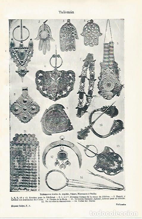 Otros art&iacute;culos de coleccionismo en papel: LAMINA ESPASA 31121: Talismanes de Argelia Tunez Marruecos y Sudan - Varios