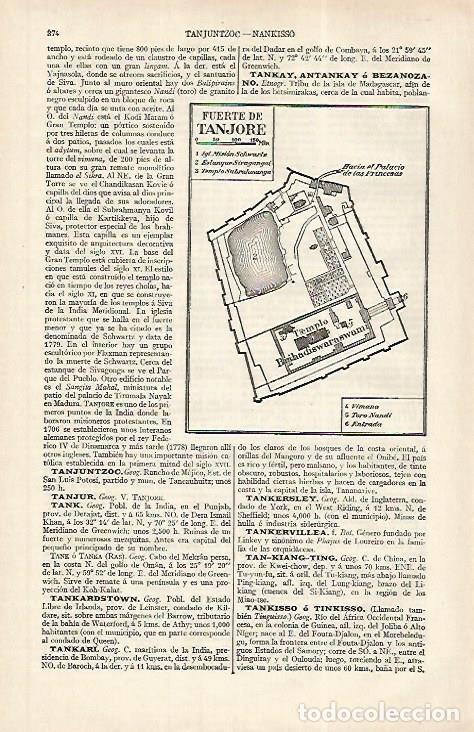 Otros art&iacute;culos de coleccionismo en papel: LAMINA ESPASA 31175: Plano del fuerte de Tanjore India - Varios