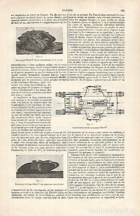 Otros art&iacute;culos de coleccionismo en papel: LAMINA ESPASA 31180:Tanque Mark IV y Mark V - Varios