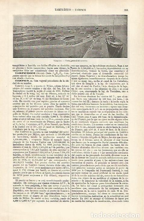 Otros art&iacute;culos de coleccionismo en papel: LAMINA ESPASA 31156: Puerto de Tampico Mexico - Varios