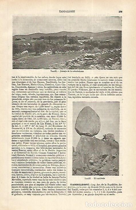 Otros art&iacute;culos de coleccionismo en papel: LAMINA ESPASA 31161: Paisaje de Tandil Argentina - Varios