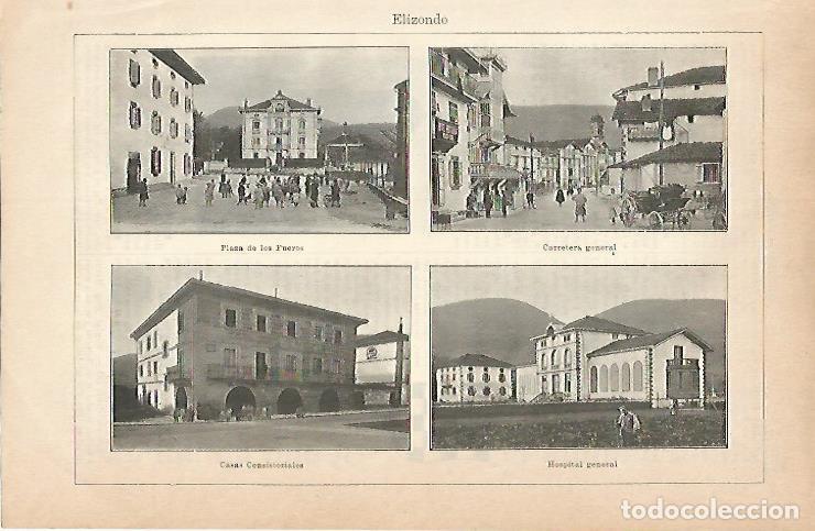 Otros art&iacute;culos de coleccionismo en papel: LAMINA ESPASA 6864: Vistas de Elizondo Navarra - Varios Autores