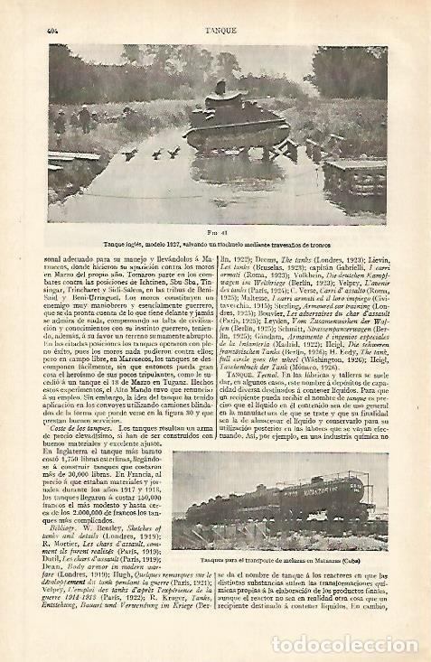 Otros art&iacute;culos de coleccionismo en papel: LAMINA ESPASA 31187: Tanque ingles modelo 1927 - Varios