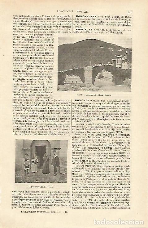 Otros art&iacute;culos de coleccionismo en papel: LAMINA ESPASA 16917: Puente romano en el valle del Roncal Navarra - Varios