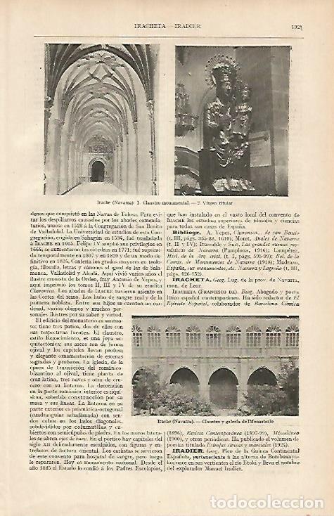 Otros art&iacute;culos de coleccionismo en papel: LAMINA ESPASA 7218: Vistas del Monasterio de Irache Navarra - Varios