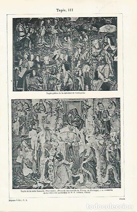 Otros art&iacute;culos de coleccionismo en papel: LAMINA ESPASA 31214: Tapiz de la catedral de Tarragona y tapiz del Credo - Varios
