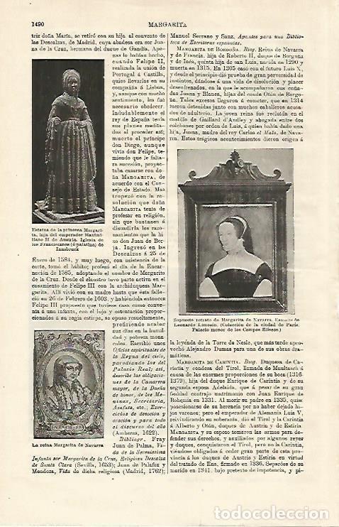 Otros art&iacute;culos de coleccionismo en papel: LAMINA ESPASA 18762: Margarita de Austria y Margarita de Navarra - Varios