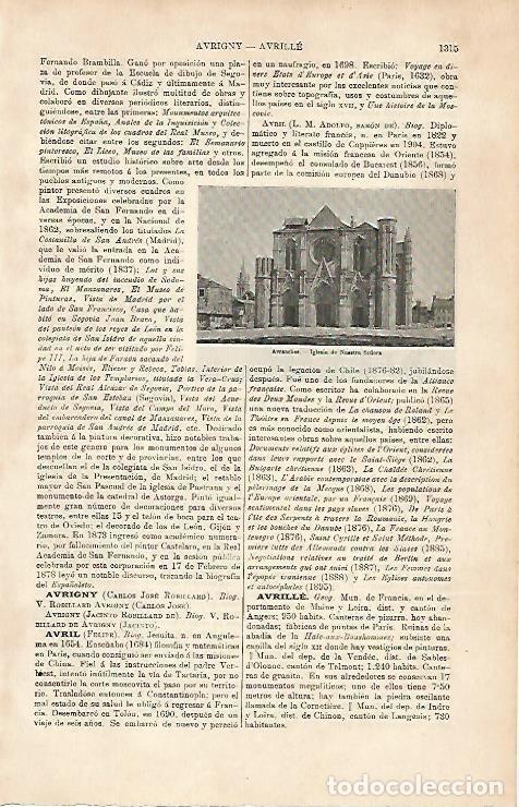 Otros art&iacute;culos de coleccionismo en papel: LAMINA ESPASA 7181: Iglesia de Nuestra Se&ntilde;ora en Avranches Francia - Varios